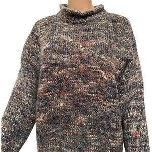 Vintage 70’s Northcrest Long Sleeve Blue Nubby Wool Blend Sweater Made In Korea